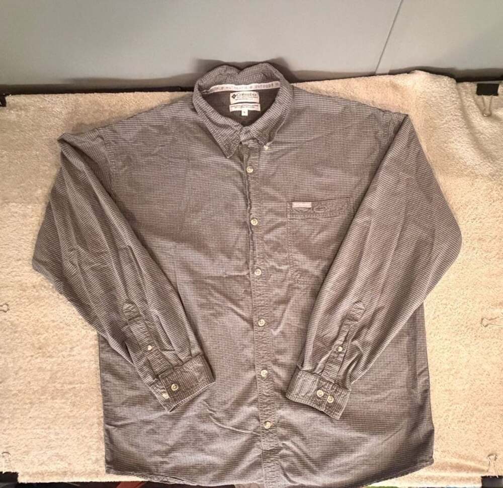 Columbia Vapor Ridge III Long Sleeve Shirt Size M Grey Houndstooth